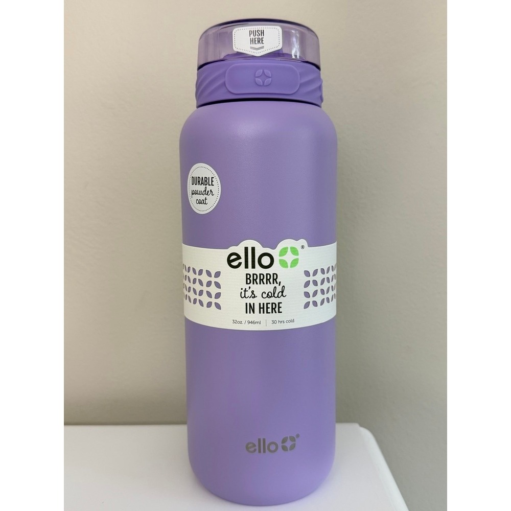 Ello Water Bottle Unisex 32oz Purple Vacuum Insulated Stainless Steel‎ NWT